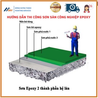 Sơn lót Epoxy, sơn sàn Epoxy #Bộ 1L