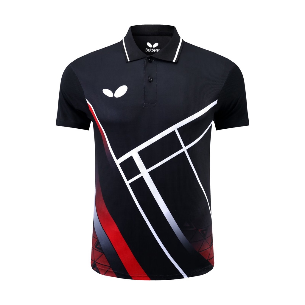 Áo bóng bàn nam đen Butterfly 2023, chất liệu Polyester thoáng mát, nhanh khô, thiết kế đẹp mắt