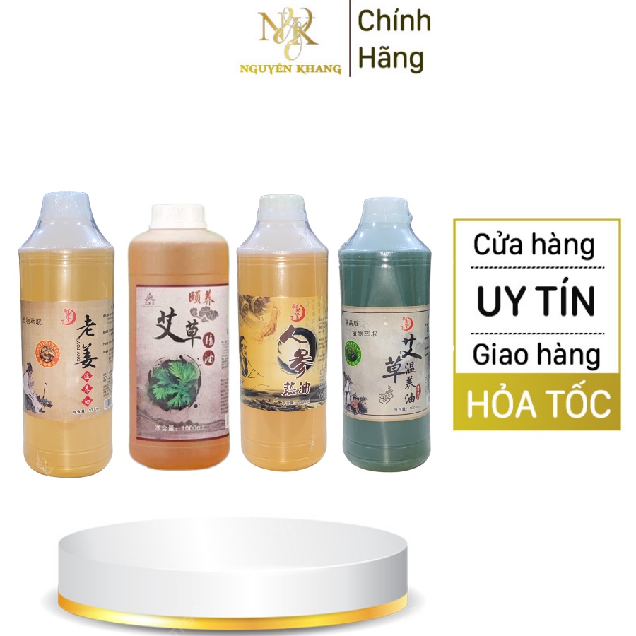 Tinh Dầu Thiên Nhiên Massage Các Loại Ngải Cứu Nhân Sâm Gừng Masager Body 1000ml