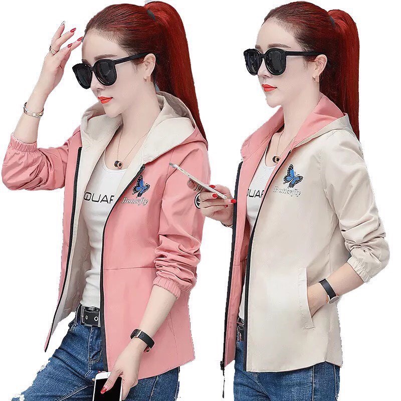 (HCM) Áo khoác dù nữ mặc được 2 mặt họa tiết xinh xắn che mưa cản nắng -Thời Trang Siêu xinh , tôn dáng hottrend