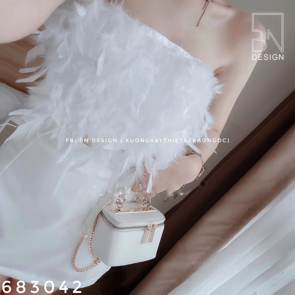 Sét váy nữ from A sang chảnh,áo cúp ngực phối lông có mút chất tapta cao cấp dự tiệc đi chơi đều xinh