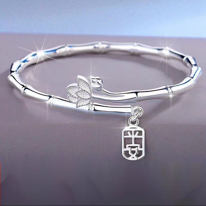 Vòng tay bạc - bạc 925 -hình cây trúc-HOPONO