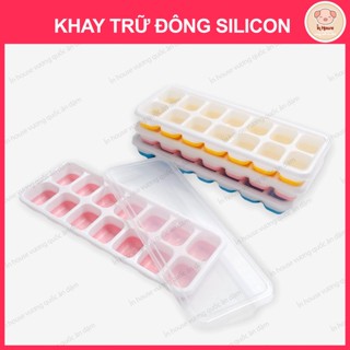 Khay trữ đông đồ ăn dặm nước dashi cho bằng Silicon Có Nắp Đậy khay 14 Viên