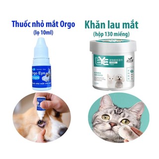 Combo khăn lau mắt và thuốc nhỏ mắt chó mèo