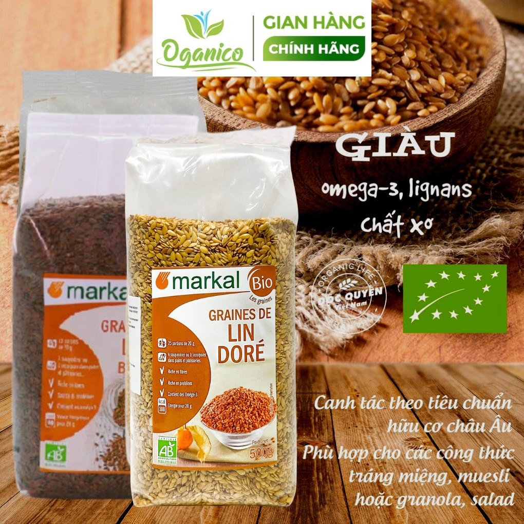 Hạt lanh hữu cơ vàng Markal 500 gr cho bé ăn dặm, giảm cân – Organic Faxseeds HLVH