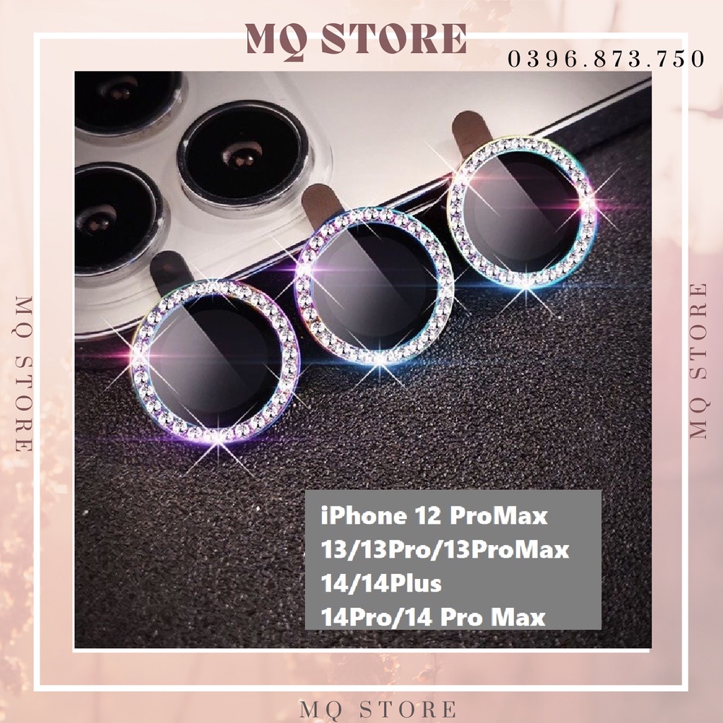 Dán vòng bảo vệ camera titan 7 màu đính đá iPhone 14/14Plus/14Pro/14Promax/13/13Pro/13Promax/12ProMax