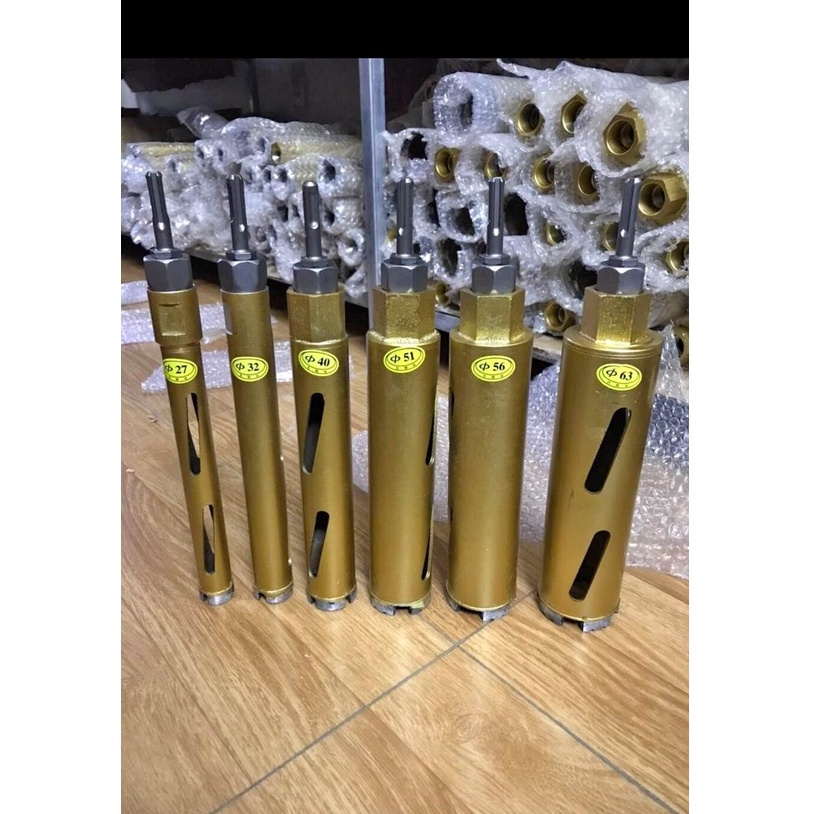 Mũi khoan rút lõi betong 40mm,51mm, 63mm - Mũi khô kèm theo 1 chân chuyển đổi khoan