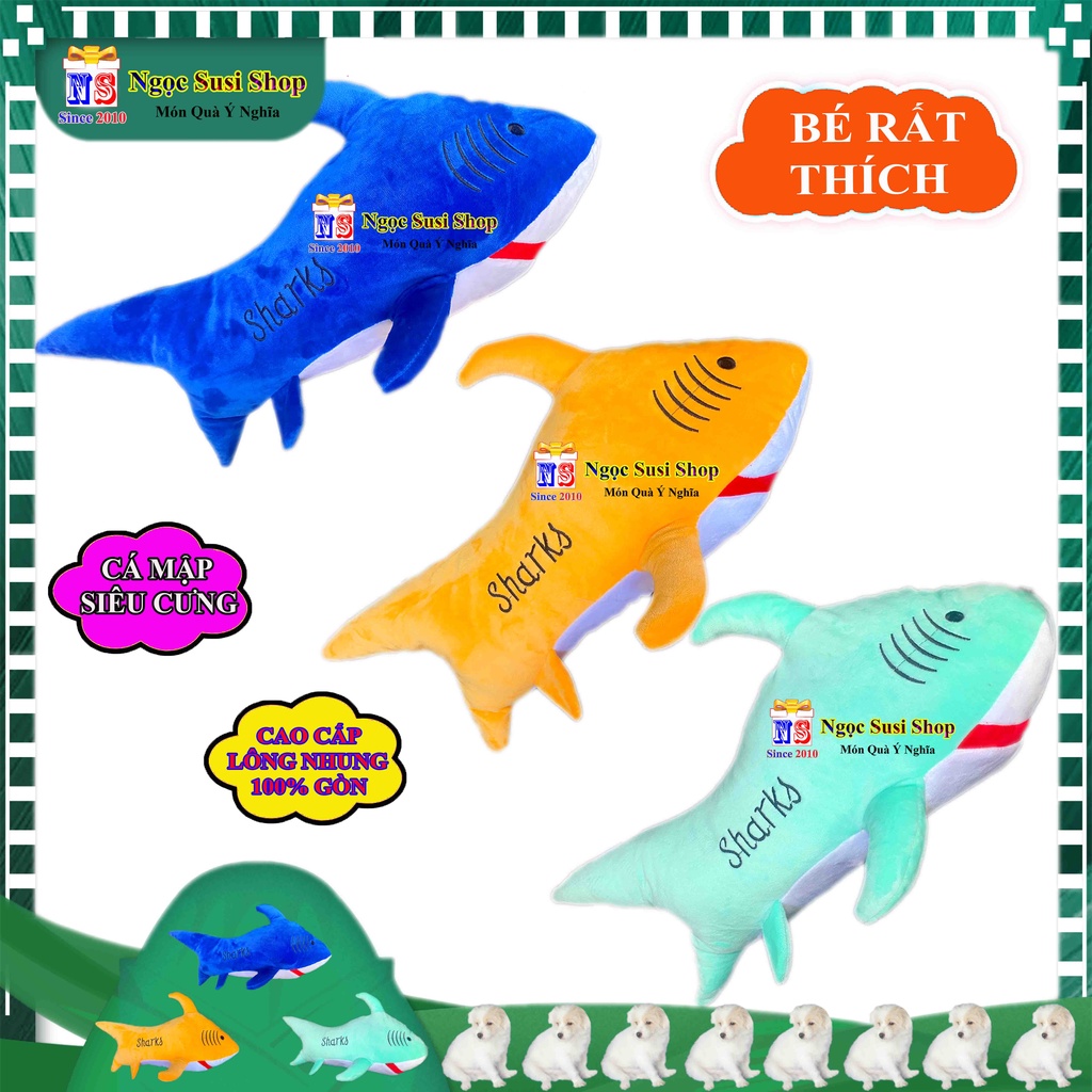 GỐI ÔM THÚ BÔNG CON CÁ MẬP BABY SHARK CHO BÉ CẦM CHƠI ÔM NGỦ TRANG TRÍ QUÀ TẶNG - GẤU BÔNG HÌNH CÁ M