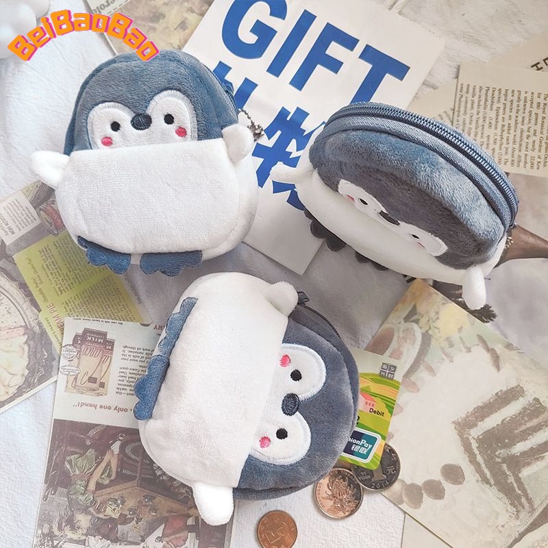 Laz Johnn Ví Đựng Tiền Xu / Dây Cáp Hình Chim Cánh Cụt Nhỏ Dễ Thương