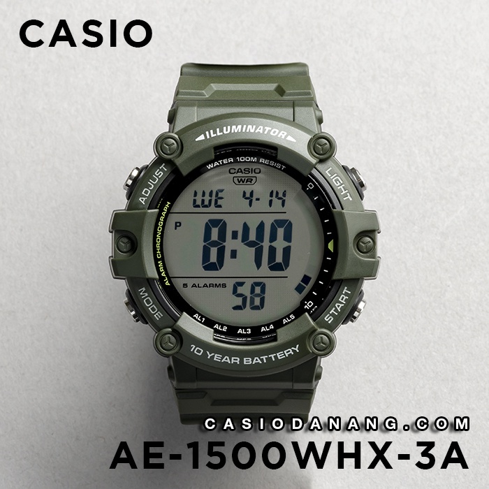 Đồng hồ nam dây nhựa Casio chính hãng AE-1500WHX-3AVDF