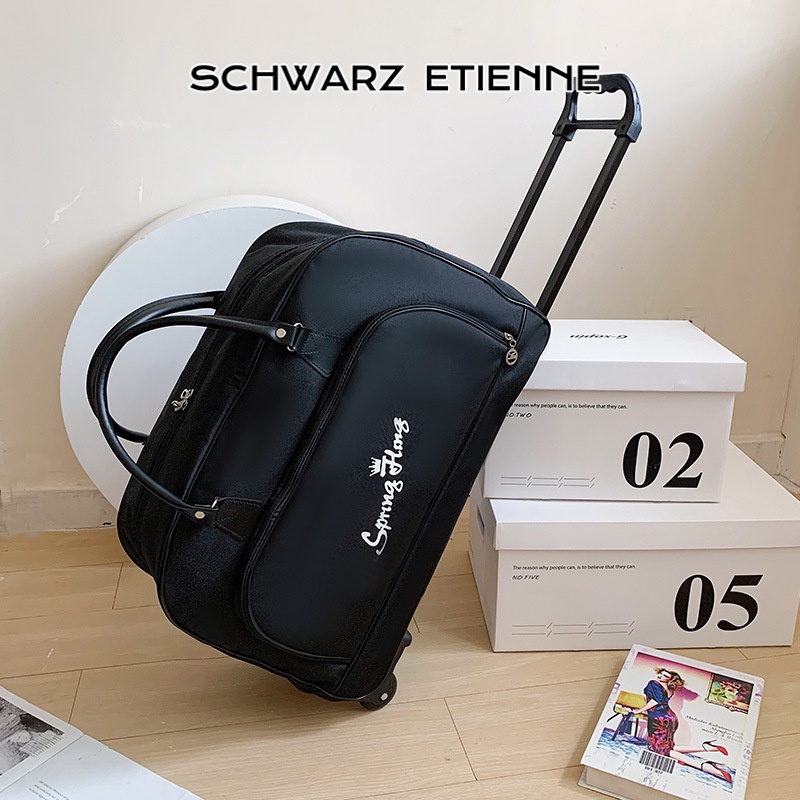 Schwarz ETIENNE Túi Xách Du Lịch Sức Chứa Lớn Có Bánh Xe Kéo Gấp Lại Được Phong Cách Hàn Quốc Cho Nữ