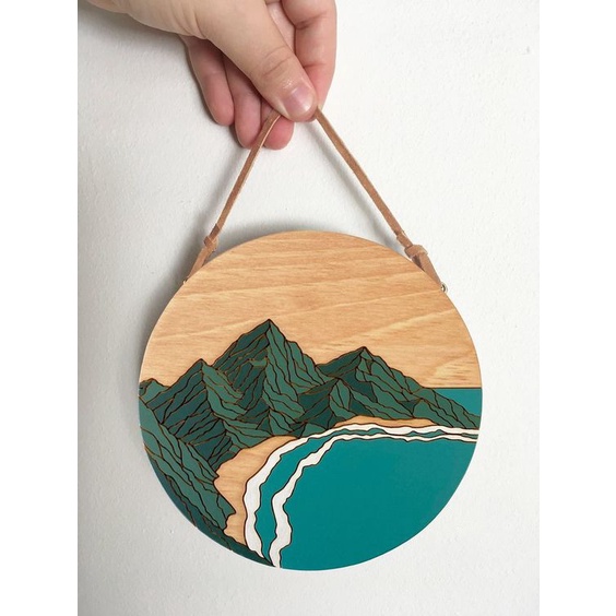 Tranh tô màu theo số chủ đề thiên nhiên d20cm, có dây da treo tranh decor, tranh Vuoongdecor.