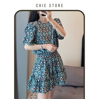 Đầm thiết kế Luna dress Đầm bo chun eo, váy họa tiết co giãn CHIE