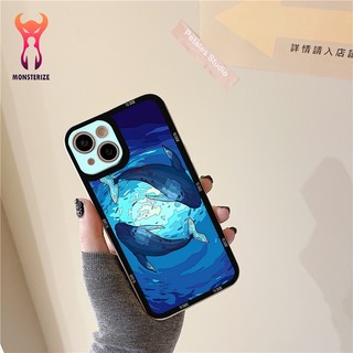 Ốp lưng mềm viền vuông hình cặp đôi cá voi for iPhone 13 12 11 Pro Max SE 2020 X XR XS ip 8 7 6 - ng917