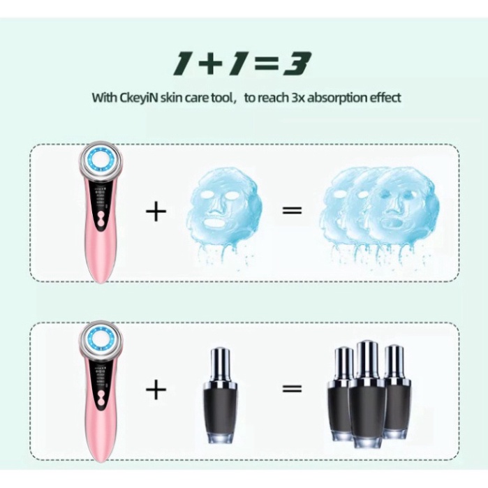 Máy điện di đẩy tinh chất massage mặt phẳng ION giúp nâng cơ tươi mới làm trắng sáng chống ô xy hóa da