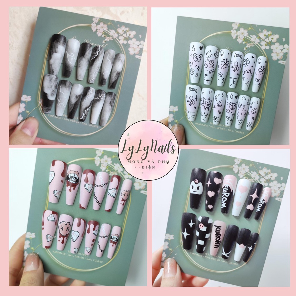 Set 24 Móng tay giả,móng úp dạng dải móng,thang móng DY01-DY50 kèm keo silicon,dũa