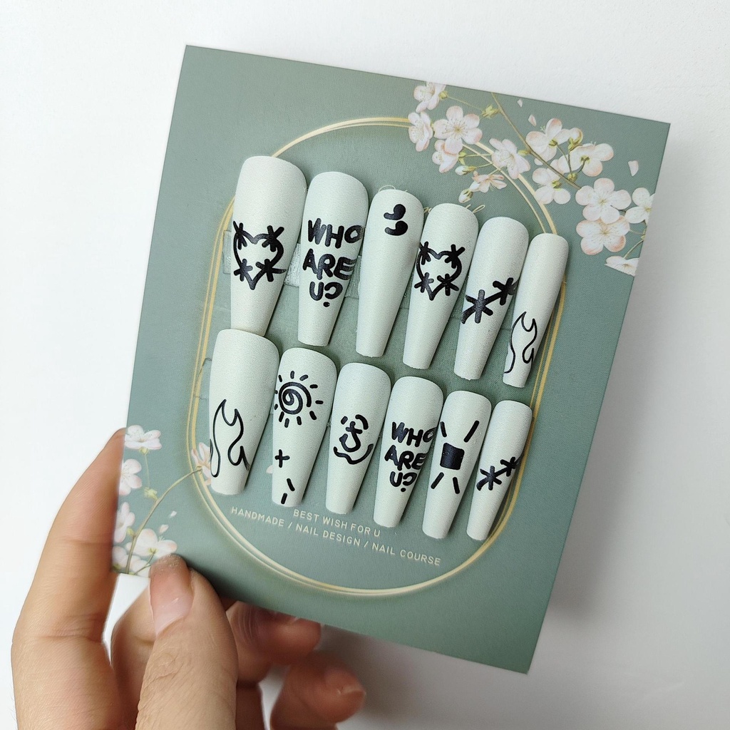 Set 24 Móng tay giả,móng úp dạng dải móng,thang móng DY01-DY50 kèm keo silicon,dũa