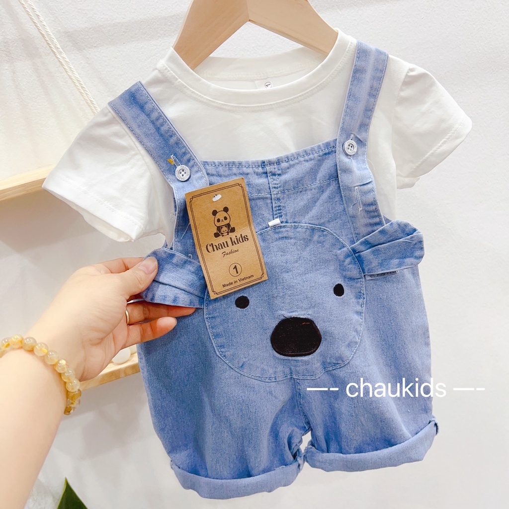 Set yếm bò đáng yêu cho bé trai bé gái từ 7-17kg, yếm jean mềm mại cho bé Bino Kids