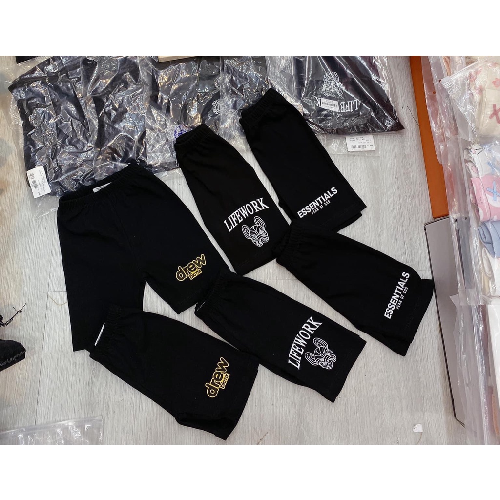 Quần legging lửng life work cho bé trai gái, quần đùi legging dáng ôm chất zip tăm cạp cao , Kid_genz