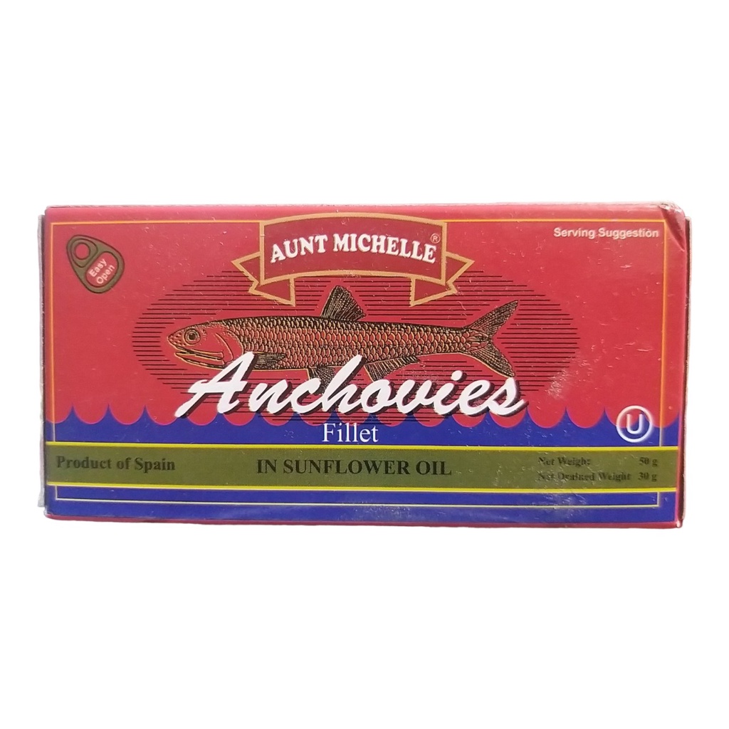 CÁ ANCHOVY PHI LÊ NGÂM DẦU AUNT MICHELLE ANCHOVY FILLET IN OIL 50g