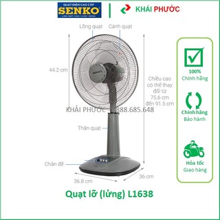 Quạt điện đứng lỡ lững thân nhựa b4 l1638 l1338 ls1630 senko 47w chính hãng, giá rẻ - khải phước electric