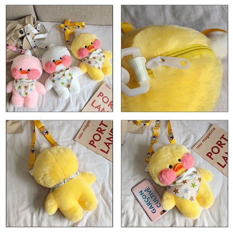 Túi xách nữ balo con vịt lông mềm siêu xinh