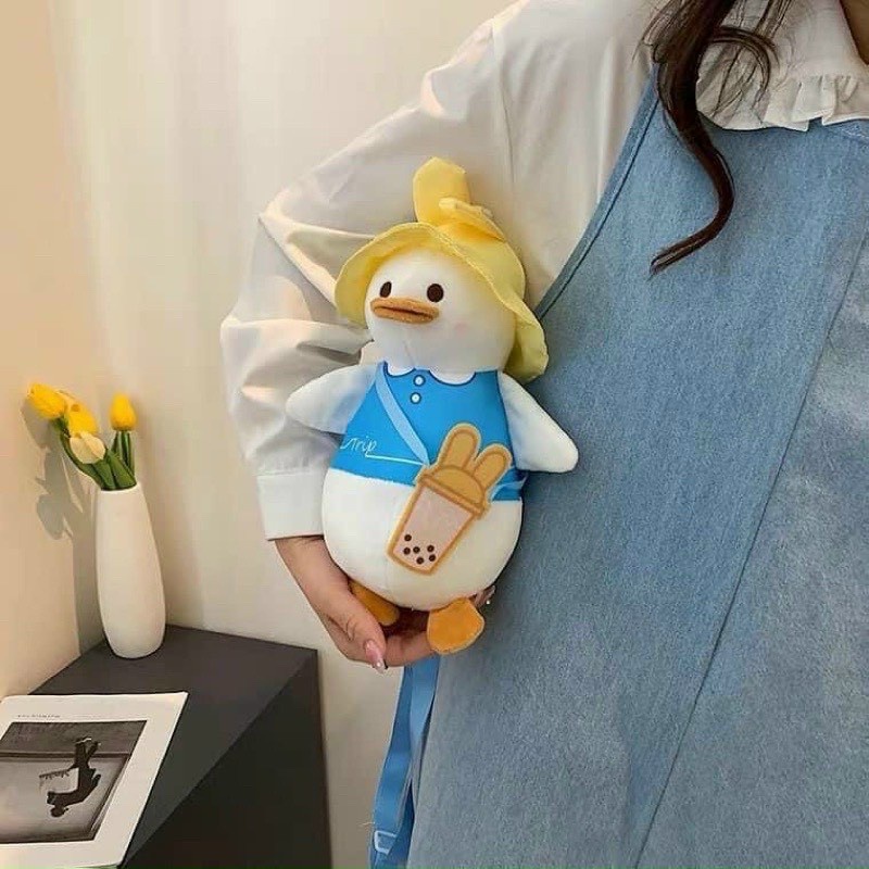 Túi xách nữ balo con vịt lông mềm siêu xinh
