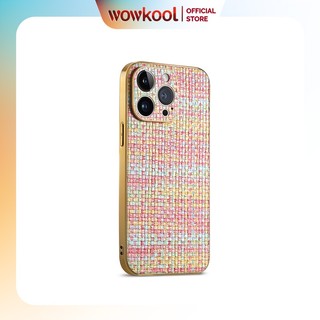 Ốp điện thoại iphone WOWKOOL da PU họa tiết hoa thô viền mạ tĩnh điện chống sốc