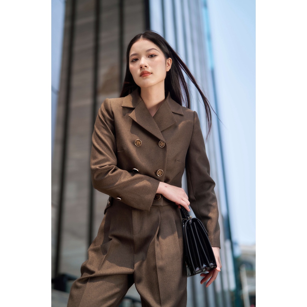 Áo vest nữ crotop cao cấp SPEARL, áo vest blazer công sở - 22HF6816224