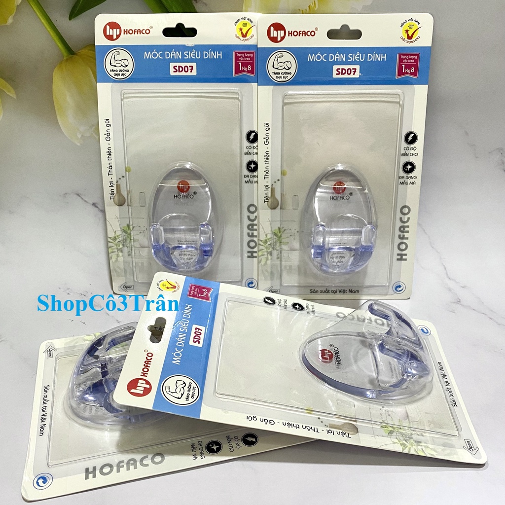 Móc dán tường siêu dính SD07 đa năng, nhỏ gọn HOFACO