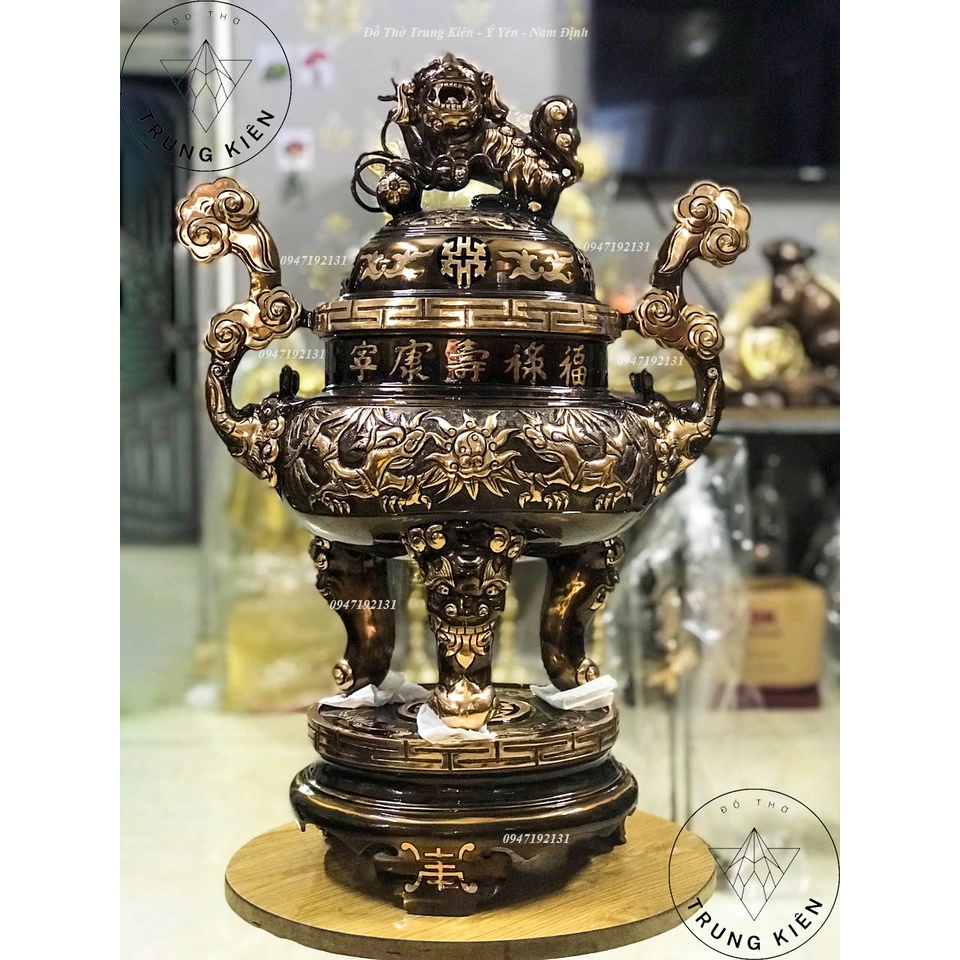 Bộ ngũ sự Trúc Mai Hoá đúc thủ công bằng chất liệu đồng đỏ nguyên chất