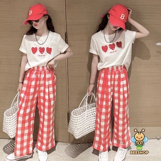 Bộ đồ bé gái size đại beeshop set áo trái tim kèm quần suông cho bé h23057