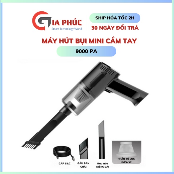 Máy hút bụi ô tô cầm tay không dây, dùng cho xe hơi và gia đình, lực hút cực mạnh, Pin Lithium cao cấp sạc cổng USB