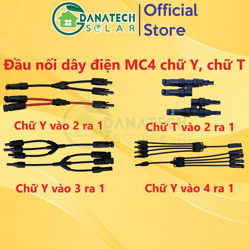 Đầu nối MC4 chữ Y bằng vật liệu cách nhiệt PPO, chống nước IP67, điện áp 1500VDC | vào 2 ra 1 | vào 3 ra 1 | vào 4 ra 1