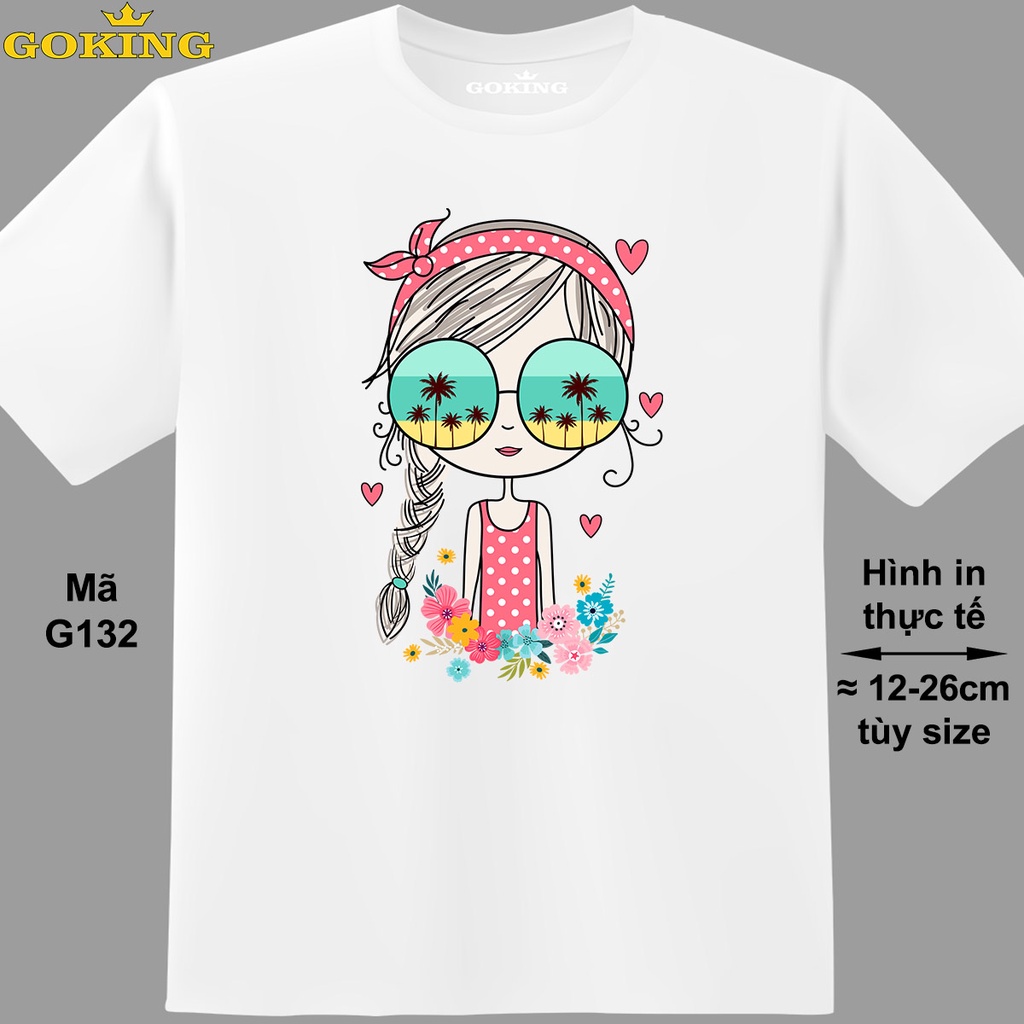 THE GIRL, mã G132. Áo thun hàng hiệu Goking cho nữ nam, gia đình, lớp nhóm, áo phông đồng phục. Size inbox