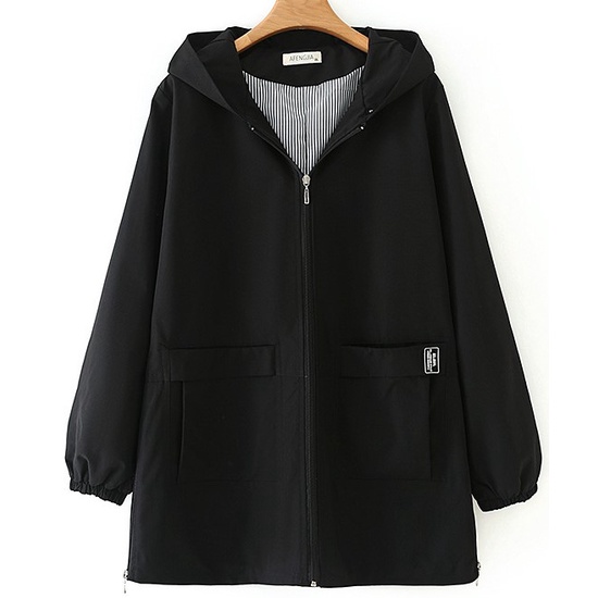 Áo khoác dù đen lót sọc AF size 5XL