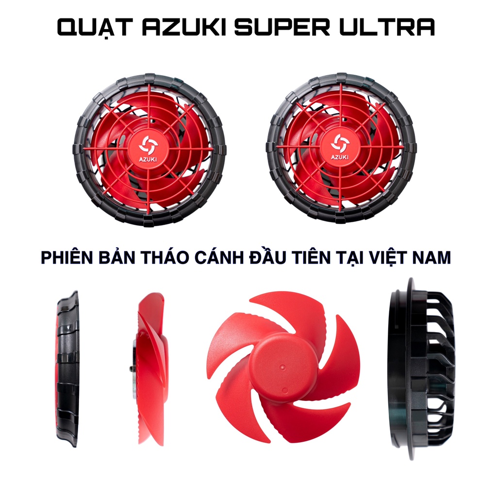 Áo Quạt Gió Điều Hoà Nhật Bản AZUKI SUPER ULTRA, Quạt 13V, Pin 24000-26000mah Có Đèn Chiếu Sáng, Vải Thấm Hút Mồ Hôi