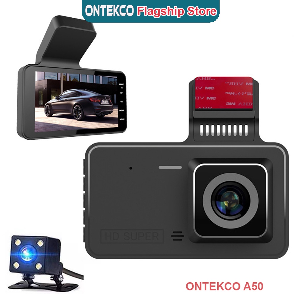 Camera hành trình ONTEKCO A50,màn hình 4 inch Full HD siêu nét, Dán kính lái -Bảo Hành 12 Tháng
