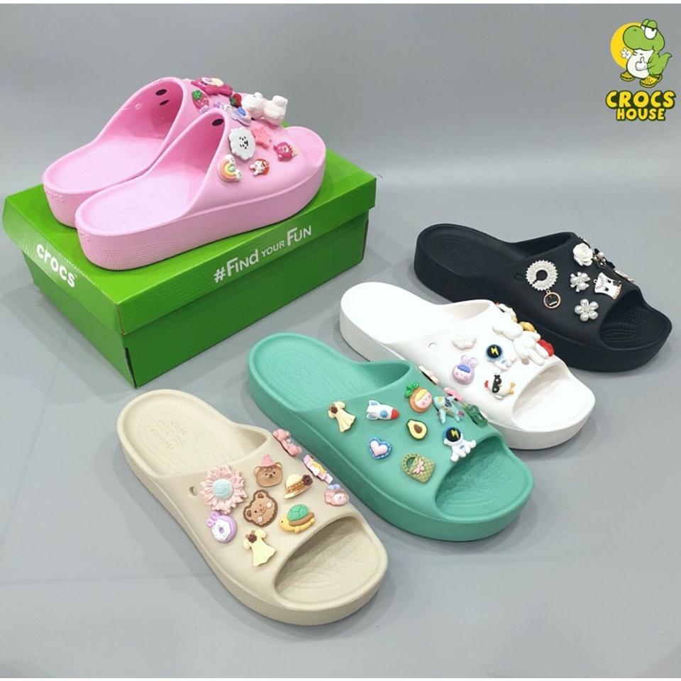 Dép crocs classic platform đế cao 4 phân nữ tặng kèm 10 jibbitz 3D,Dép crocs classic platform hàng loại đẹp
