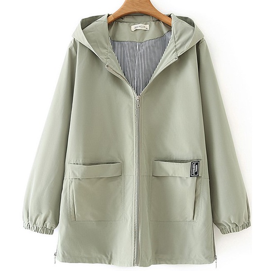Áo khoác dù xanh lót sọc AF size 5XL