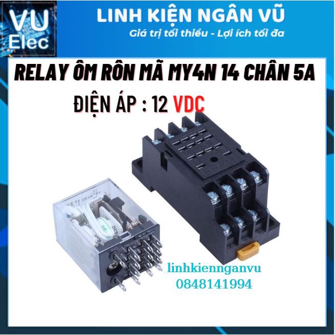 Relay kính om-ron 12V 14 chân 5A, Rơ le trung gian, relay 12V 14 chân