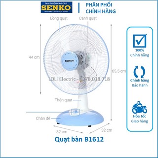 Quạt đứng bàn b4 b1612 b1616 47w 3 cánh senko chính hãng giá rẻ - loli electric