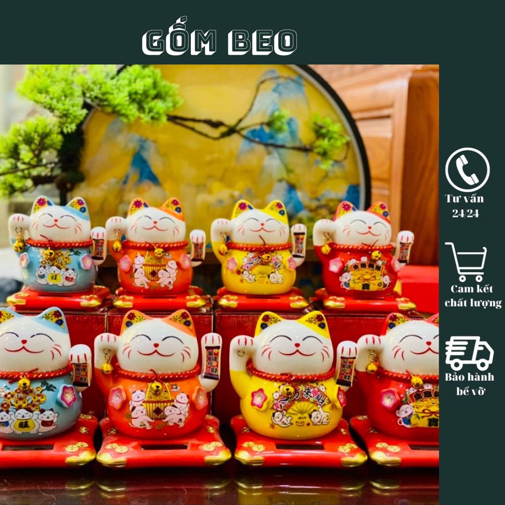Mèo Thần Tài Mèo Thần Tài Vẫy Tay Mèoo Sứ Năng Lượng Mèo May Mắn Chiêu Tài Chiêu Lộc 9cm-14cm