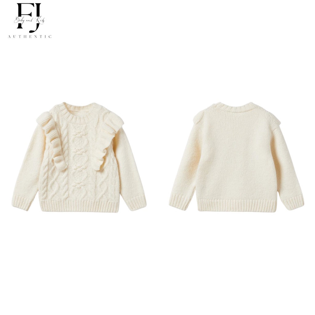 Áo len bé gái chính hãng Zara, áo len be bèo vai cho bé 1-5 tuổi Auth
