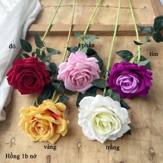 Hoa giả 🌺FREESHIP🌺 Giảm 10k Khi Nhập [ HOA LUA ] Hoa hồng nhung một bông giả cao cấp