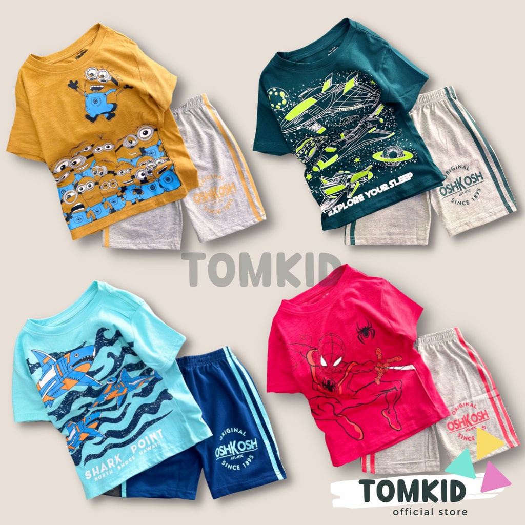 Đồ bộ cho bé trai bộ cộc tay cho bé chất cotton xuất chính phẩm dày dặn thoáng mát không nhão vải 10-42kg Tomkids