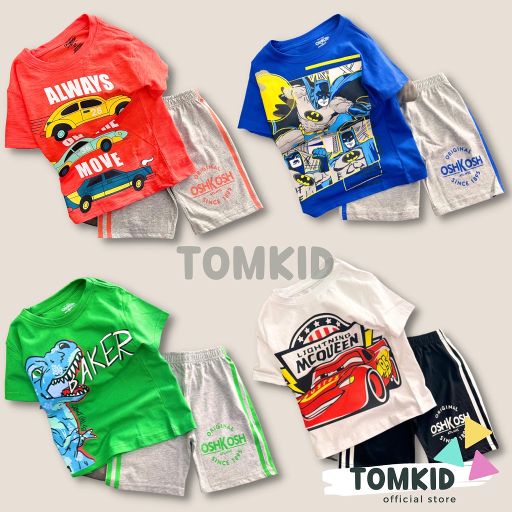 Đồ bộ cho bé trai bộ cộc tay cho bé chất cotton xuất chính phẩm dày dặn thoáng mát không nhão vải 10-42kg Tomkids