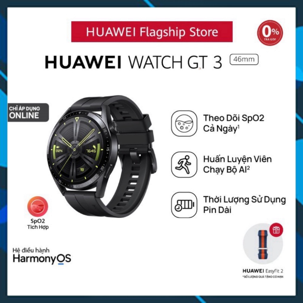 Đồng Hồ Thông Minh HUAWEI WATCH GT 3 46mm |Theo Dõi Spo2| Huấn Luyện Viên Chạy Bộ AI - Giảm giá kịch sàn