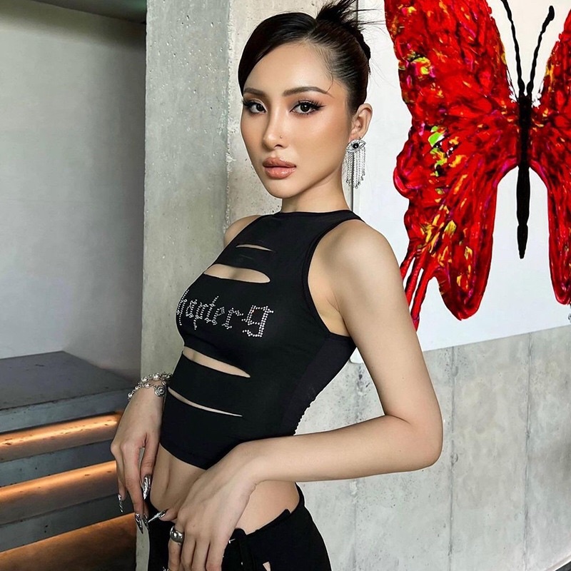 Áo croptop kiểu cổ yếm nữ Ôm body sexy Hở ngưc Áo ba lỗ kiểu Đi quẩy bar pub Đi chơi Dạo phố