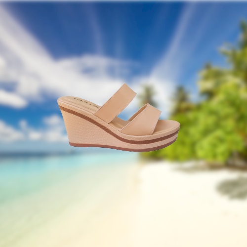 Dép 2 quai ngang NALLDOS quai da Microfiber đế PU cao 9cm rất nhẹ